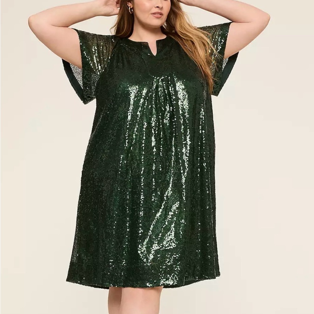 Lane Bryant Swing Short-Sleeve Sequin Dress